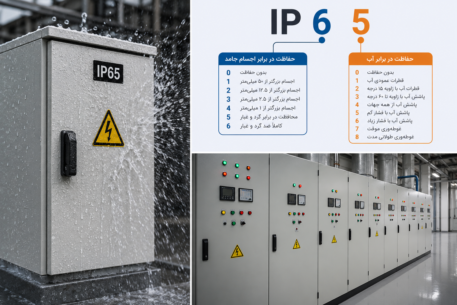 درجه حفاظت IP در تابلو برق چیست؟ راهنمای کامل انتخاب IP مناسب
